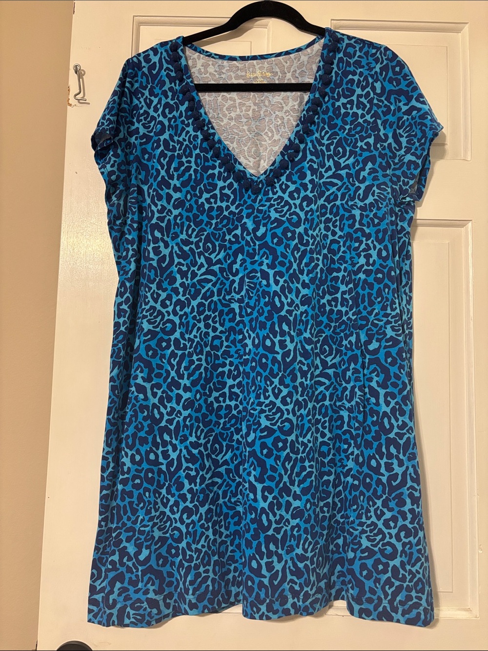 Lilly Pulitzer Blue Leopard Print V-Neck Tunic